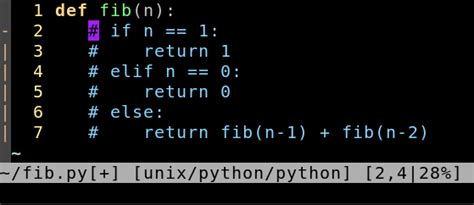 How to comment out a block of Python code in Vim.